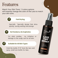 Custom Box Vegan Semi-permanent Light Medium Dark Brown Match Skin Tone Hidden Lace Tint Spray for Frontal Closure Wigs