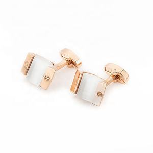 プロモーションメンズアクセサリーカフリンクファッションカスタマイズ可能なメンズシャツカフリンクアクセサリーローズゴールドセミプレシャスストーンカフリンクス - Product Image 1