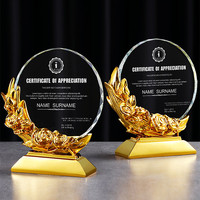 Trofeo de cristal de resina de venta directa de fábrica Pujiang con grabado de logotipo personalizado