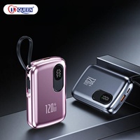 Cargador Portátil 2 en 1 Ultra Delgado con Logotipo Personalizado, Pantalla Digital de Alta Capacidad, Carga Rápida, 10000mah 20000mah con Cable Integrado