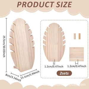 ชั้นวางเครื่องประดับใบไม้ไม้ 4 ชั้น ที่วางโชว์สร้อยคอ ที่จัดเก็บบนโต๊ะ สีไม้ธรรมชาติ - Product Image 4