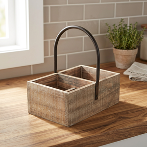 Hot Selling Wooden Non-Folding Adjustable Waterproof Durable Storage Caddy Metal Handle Easy Portable <b>Table</b> Display <b>Kitchen</b> Use - Product Image 1