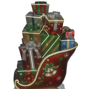 Traîneau lumineux avec boîte à cadeaux, éclairage de Noël, 12 lumières et 13 bandes lumineuses, matériau en polyrésine - Product Image 1