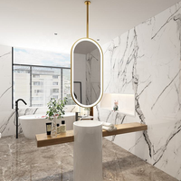 Miroir mural ovale de haute qualité pour hôtel, avec cadre en acier inoxydable, interrupteur tactile LED, résistant à l'eau, design moderne