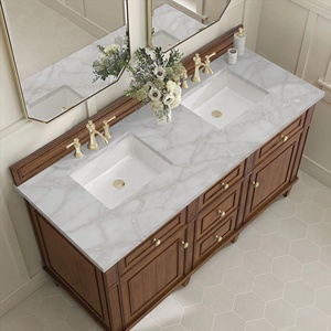 <span class=keywords><strong>Mueble</strong></span> de <span class=keywords><strong>Baño</strong></span> de Madera Maciza de Nogal de Estilo Clásico de Mediados de Siglo <span class=keywords><strong>con</strong></span> <span class=keywords><strong>Encimera</strong></span> de Cuarzo, <span class=keywords><strong>Mueble</strong></span> de 60'' <span class=keywords><strong>con</strong></span> <span class=keywords><strong>Lavabo</strong></span> Doble de Cerámica - Product Image 5