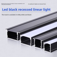 Profilé LED linéaire en alliage d'aluminium encastré pour bande lumineuse, fixation sur étagère ou en fente, couleur noire, CRI élevé 95, 100 000 heures