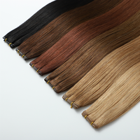 Extensions de cheveux humains vierges Genius Weft en gros, 100g, double trame, cheveux naturels bruts, cheveux russes réels, trame invisible fine, nouée à la main