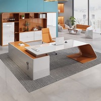 Ensemble de bureau de direction moderne extensible et convertible, mobilier commercial avec table de bureau à domicile en cuir et métal