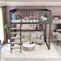 Lit mezzanine en fer forgé moderne avec bureau Cadre en fer duplex simple et peu encombrant pour petits appartements Usine directe