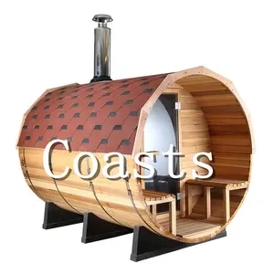 2021 Popular Red Ceder Barrel Sauna Outdoor with Porch