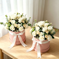 Boîte à fleurs ronde en carton rigide laminé mat, emballage cylindrique durable, boîte à fleurs pour l'emballage de cadeaux floraux