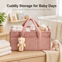 Sac à langer grande capacité toutes saisons en polaire Teddy avec logo couleur personnalisé, fourre-tout de rangement en peluche pour maman, poignées incurvées pliables, OEM ODM