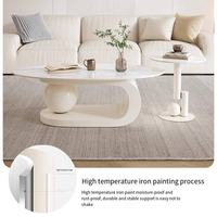 China Factory Moderner Couch tisch aus weißem Eisen Ovaler Blattform Couch tisch Wohnzimmer C Couch tisch