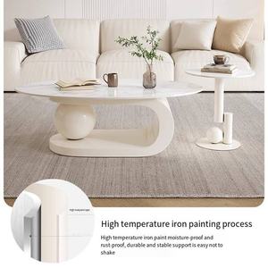 Tavolino da caffè moderno in ferro bianco da cina a forma di <span class=keywords><strong>foglia</strong></span> ovale tavolino da salotto C - Product Image 3