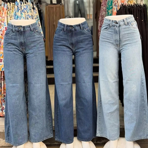 Jeans <span class=keywords><strong>Cargo</strong></span> da <span class=keywords><strong>Donna</strong></span> a Vita Alta, Gamba Dritta, Denim Lavato Enzyme, Stile Streetwear, Personalizzabili OEM, Vendita all'Ingrosso - Product Image 1