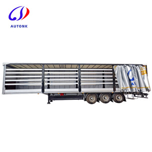 Semi-<span class=keywords><strong>remorque</strong></span> à rideau latéral personnalisé 3 essieux 40 pieds 45 pieds Bâche imperméable en PVC Rideau coulissant remorques de camion - Product Image 1