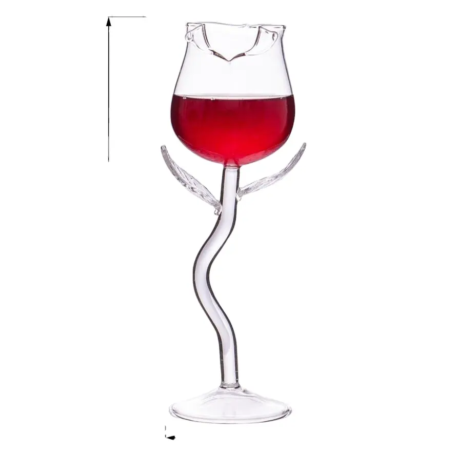 Copa de vino rosa de vidrio, vaso personalizado de alta borosilicato, fabricantes al por mayor
