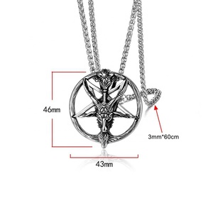 <strong>Pentagram</strong> Symbol Pendant Necklace With Baphomet <strong>Goat</strong> <strong>Head</strong> Design Vintage Stainless Steel Pagan Wiccan Occult Viking Jewelry - Product Image 5
