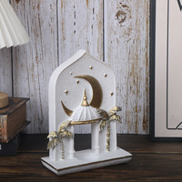 Décoration Ramadan 2027 en résine dorée, motif mosquée, lune et palmier, pour la table de la maison, Eid Ramadan Mubarak