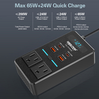Convertisseur de courant intelligent pour voiture 200W, prise secteur 12V 110V, chargeur de voiture, charge rapide PD, prise multifonctionnelle USB, convertisseur de courant CC vers CA