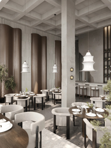 Mobilier de restaurant sur mesure, comptoir de bar moderne, tables et chaises de salle à manger, design d'intérieur, aménagement de boutique - Product Image 2