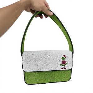 Sac de soirée en coton perlé avec chaîne, pochette à rabat, sac cadeau de fête, coquillage scintillant, mode - Product Image 3