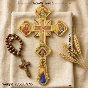 Cruz de Bendición Ortodoxa de Mano HT de 14.96 Pulgadas, Crucifijo de Aleación, Icono Sagrado, Decoración para Oración, Regalo, Adorno Ritual para Iglesia Cristiana Ortodoxa - Product Image 6