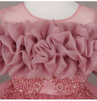 Robe mi-longue en dentelle pour filles avec traîne amovible, idéale pour l'été, les mariages, les anniversaires et les spectacles de piano