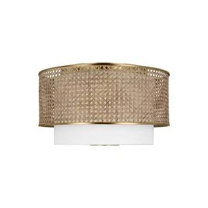 Plafonnier encastré bohème naturel en rotin tressé et finitions en laiton |   Éclairage côtier pour l'aire de détente d'un hôtel de villégiature - Product Image 1