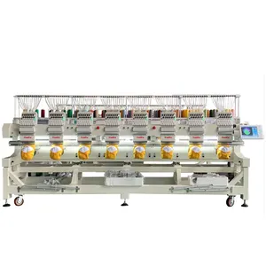 chinese industry embroidery machine 8 Heads 12 needle computerized hat t shirt multifunctional embroidery machine