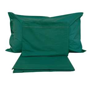 Juego de Sábanas de Algodón Verde Oscuro, Tamaño Individual, Incluye Fundas de Almohada - Product Image 1