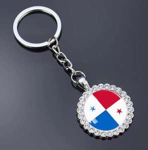 Porte-clés et pendentif de sac en verre avec fleur en cristal, motif drapeau national du Turkménistan, bijou souvenir de voyage - Product Image 4