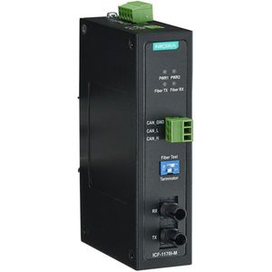 Convertisseur de média fibre optique Moxa ICF-1170I-M-ST, connecteur SC, bus CAN, dispositif Ethernet industriel, modèle 91875, DC 5V - Product Image 1