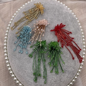 Patchs perlés de fleurs de gland en tissu avec appliques de perles de cristal perlées à la main pour bricolage chaussures chapeaux boucles d'oreilles accessoires vestimentaires - Product Image 4