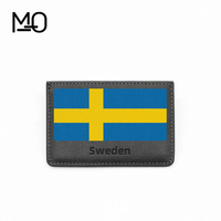 Set Hadiah OEM Dompet Kartu Kulit PU Anti RFID dengan Embos Bendera USA, Minimalis Tipis untuk Saku Depan, Dompet Kartu Kredit Custom