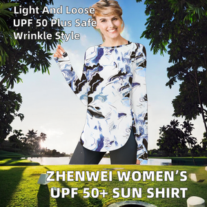 เสื้อเชิ้ตแขนยาวสำหรับผู้หญิง ZHENWEI ป้องกันรอยยับ น้ำหนักเบา UPF 50+ ป้องกันแสงแดด เหมาะสำหรับออกกำลังกาย ฟิตเนส เดินป่า - Product Image 3