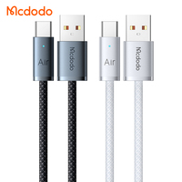 Cable Mcdodo 122/132 de 1.2m, USB-A a USB-C, Ultra Delgado, con Trenzado de Nailon y Aleación de Aluminio, Carga Rápida de 480Mbps, con LED