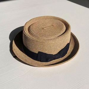 Summer Beach Fashion Trendy Paper Straw Pork Pie Boater <b>Hat</b> Outdoor British Sunshade Straw <b>Hat</b> Sunshade Breathable Sun <b>Hat</b> - Product Image 6