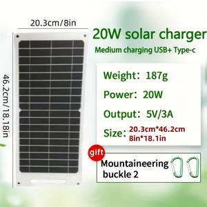 แผงโซลาร์เซลล์ Alecter Solar APH-P50 10W/20W ประสิทธิภาพสูง 19.5% โมโนคริสตัลไลน์ ขนาดเซลล์ 125 มม. x 125 มม. ขนาดแผง 20.3 x 46.2 ซม. แบบยืดหยุ่น - Product Image 2