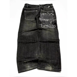 <span class=keywords><strong>Jeans</strong></span> Moda Streetwear da Uomo con Ricamo Lettere, Stile Americano Harajuku, <span class=keywords><strong>Nuovi</strong></span> Pantaloni a Gamba Larga, Hip Hop Retrò, Casual, per Coppie - Product Image 1