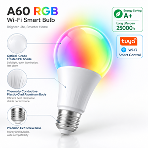 Bombilla Inteligente Inalámbrica 2.4G con Control Remoto Tuya WiFi A60, 9W 800LM E26 E27 RGB Multicolor, Lámpara LED para Sala de Estar, Dormitorio y Eventos - Product Image 1