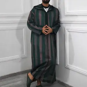 时尚高品质伊斯兰阿拉伯穆斯林男装长袖礼服绅士阿巴亚穆斯林长袍