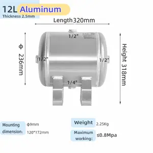 Réservoir un tube d'air de gaz 15 litres 4 gallons réservoir de stockage d'air comprimé en aluminium personnalisé