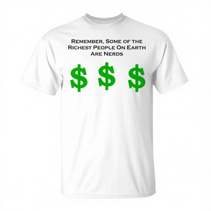 T-shirt unisexe pour adulte à manches courtes et col rond, imprimé en sérigraphie avec symboles monétaires et citation pour nerds, t-shirt promotionnel - Product Image 2