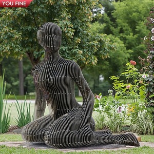 Youfine ngoài trời BIỆT THỰ VƯỜN trừu tượng hiện đại ngồi nữ lát tượng thép không gỉ biến mất tác phẩm điêu khắc - Product Image 2