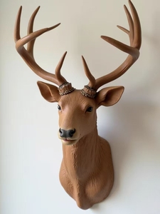 Tête <span class=keywords><strong>de</strong></span> <span class=keywords><strong>cerf</strong></span> <span class=keywords><strong>de</strong></span> simulation réaliste murale personnalisée, sculpture artisanale exquise en résine, décoration <span class=keywords><strong>de</strong></span> la marque XiBiao - Product Image 2