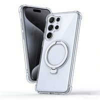 Étui magnétique transparent en TPU + acrylique sur mesure, couverture intégrale, support d'anneau magnétique pour S26/S26 Ultra/S25 Edge/S23/S24