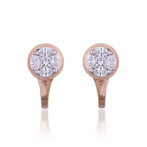 Boucles d'oreilles clous en or rose 18 carats avec diamants naturels, bijoux fins de luxe pour femmes, OEM ODM Ivaan Jewels SE4271, tendance - Product Image 1