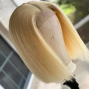 613 Blonde Colored Bob Wig Raw Virgin Transparent Hd Full Lace Human Hair Wig 100% Bob Wig Human Hair Lace Front