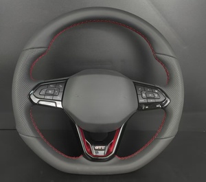 Volant sport personnalisé en fibre de carbone de style D pour volant en cuir perforé avec logo GTI Volkswagen <span class=keywords><strong>Golf</strong></span> 8 MK8 GTI R Passat B8 - Product Image 4
